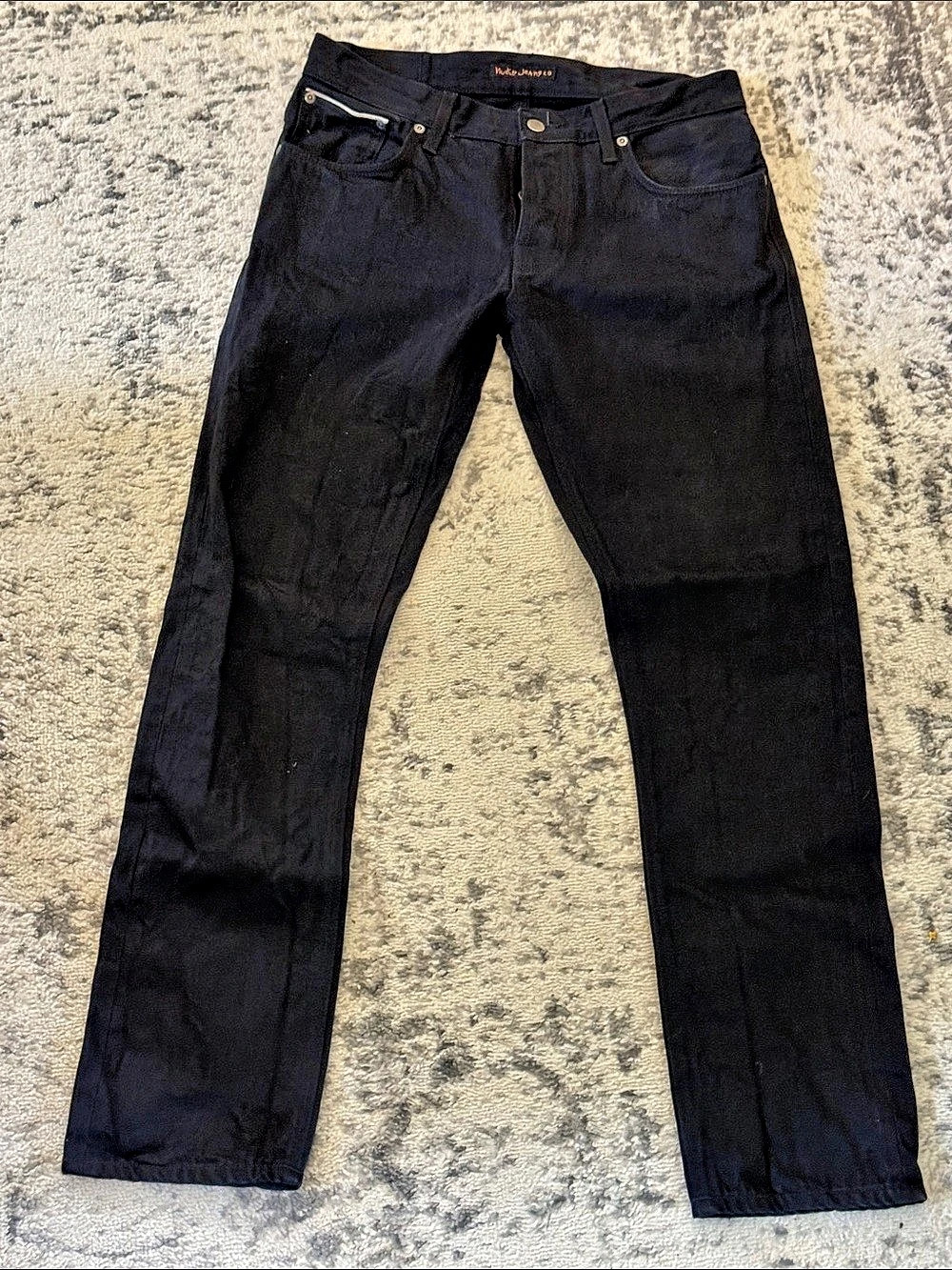 Nudie Straight Leg Jeans Black Waist 33 Length 34